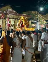 163rd Shri Chitrapur Rathotsava at Shirali - Day 3 (20 April 2024);  Bhajan Seva by Smt. Sangeeta Bhatkal, Tabla-N.G. Hegde, Tala-Sanskrit Nayak Magic Show program by Shankar Jaadugar. Palki Utsava, Deep Namaskar