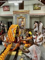 163rd Shri Chitrapur Rathotsava at Shirali - Day 3 (20 April 2024);  Bhajan Seva by Smt. Sangeeta Bhatkal, Tabla-N.G. Hegde, Tala-Sanskrit Nayak Magic Show program by Shankar Jaadugar. Palki Utsava, Deep Namaskar