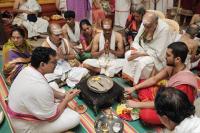 Shri Guru Paduka Pujana and Teertha Vitarana; Picture Courtesy Shri Chandrashekhar Padubidri