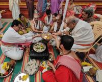 Shri Guru Paduka Pujana and Teertha Vitarana; Picture Courtesy Shri Chandrashekhar Padubidri
