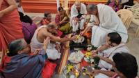 Shri Guru Paduka Pujana and Teertha Vitarana; Picture Courtesy Shri Chandrashekhar Padubidri