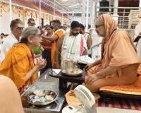 Shri Guru Paduka Pujana and Teertha Vitarana; Picture Courtesy Shri Jaikishan Kandlur