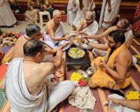 Shri Guru Paduka Pujana and Teertha Vitarana; Picture Courtesy Shri Chandrashekhar Padubidri