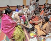 Shri Guru Paduka Pujana and Teertha Vitarana; Picture Courtesy Shri Chandrashekhar Padubidri