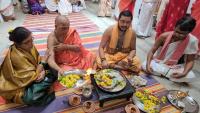 Shri Guru Paduka Pujana and Teertha Vitarana; Picture Courtesy Shri Chandrashekhar Padubidri