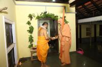 HH Swamiji arriving at Guru Math, Mallapur on 12th February 2021 for the Punar Pratishtha ceremonies (14th of Feb 2021).