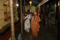HH Swamiji arriving at Guru Math, Mallapur on 12th February 2021 for the Punar Pratishtha ceremonies (14th of Feb 2021).