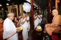 HH Swamiji arriving at Guru Math, Mallapur on 12th February 2021 for the Punar Pratishtha ceremonies (14th of Feb 2021).
