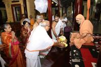 HH Swamiji arriving at Guru Math, Mallapur on 12th February 2021 for the Punar Pratishtha ceremonies (14th of Feb 2021).