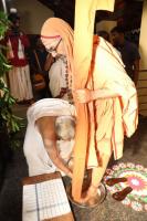 HH Swamiji arriving at Guru Math, Mallapur on 12th February 2021 for the Punar Pratishtha ceremonies (14th of Feb 2021).