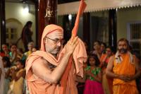 HH Swamiji arriving at Guru Math, Mallapur on 12th February 2021 for the Punar Pratishtha ceremonies (14th of Feb 2021).
