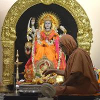 Shri Devi Pujana by HH Swamiji; Picture Courtesy Shri Dinesh Karkal